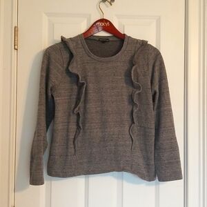 JCrew Sweater, Ruffle on Front and Back, M, Gray